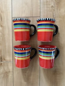 Pueblos Springs Gibson Elite Ceramic 10 oz Coffee Cups Multi colored set of 4 - Picture 1 of 5