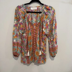 Walker & Wade Anthropologie Sonia Bluse Julep Blumenmuster Knopfleiste Größe Medium - Bild 1 von 8