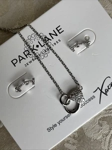 Park Lane 15-18” Choker Pave Heart Clasp Silver Tone & Happy Earrings Petite NWT - Picture 1 of 13