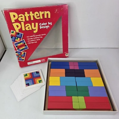 Pattern Play Color By Design MindWare Wooden Puzzle Set Blocks Cards School Kids - Image 1 of 4