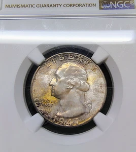 1941 Washington Silver Quarter 25C - Philadelphia - NGC MS 65 - Fantastic Toning - Picture 1 of 23
