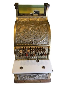 Antique Ornate Brass National Cash Register Dayton OH Nickel Drawer Parts Repair - Picture 1 of 9