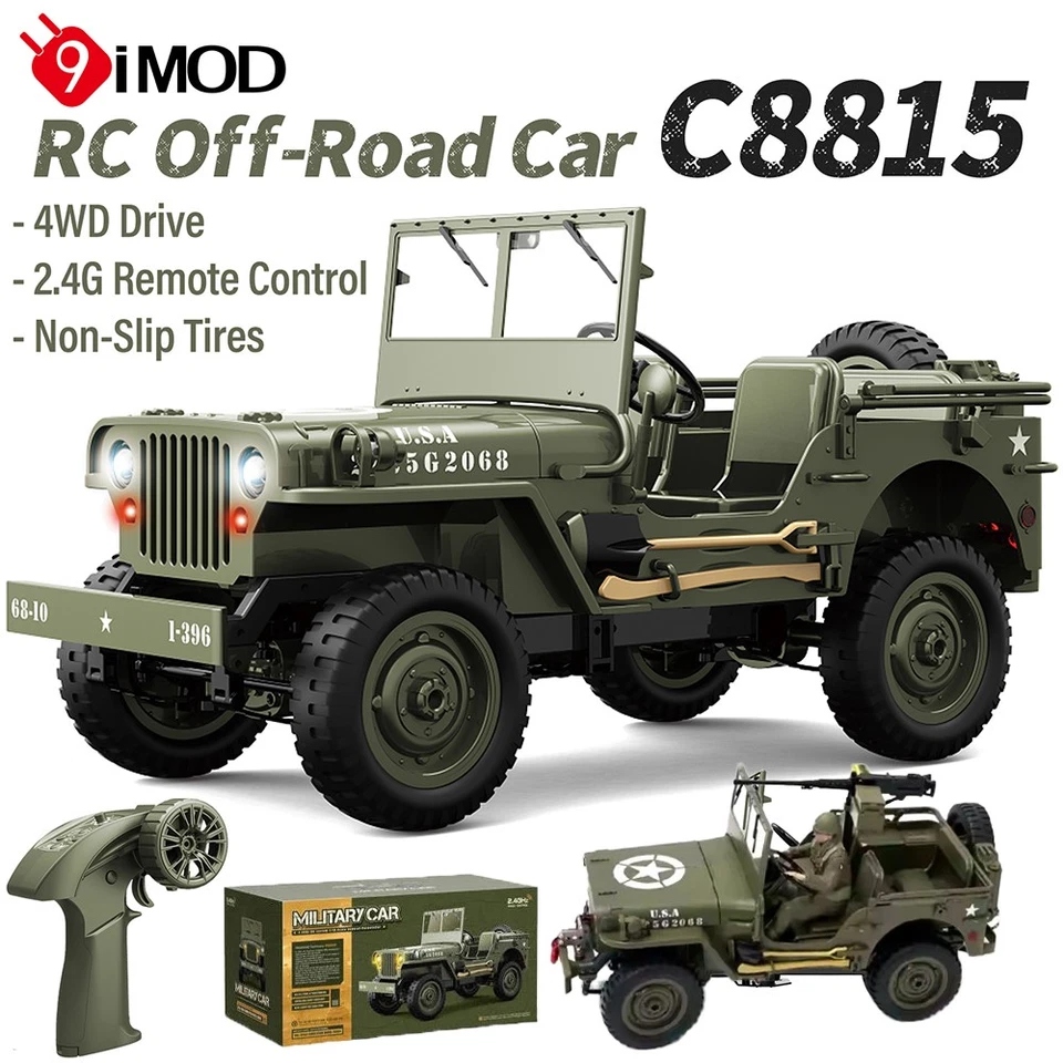 Coche sobre orugas JJRC C8815 RC Willys Jeep 1/10 2.4G 4x4 todoterreno RTR EE. UU. Foto 1 de 4