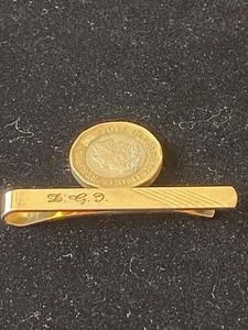 Vintage tie clip engraved DGJ - gold tone - Picture 1 of 3