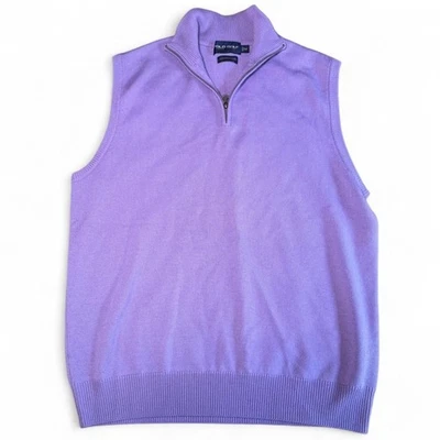 Polo Golf Ralph Lauren 100% lã merino 1/4 quarto zíper suéter colete lavanda M - Imagem 1 de 4