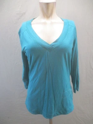 Top Icebreaker Talla L Mujer Azul 100% Lana Merino Manga 3/4 Capa Base 206 Foto 1 de 4