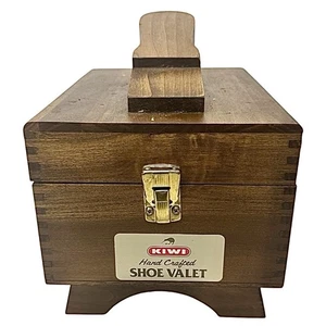 Vintage KIWI Eiche Schuhputzkasten Handarbeit Holz Diener USA 1980er Original - Bild 1 von 6