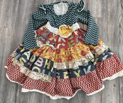 Vestido Mostaza Pie Niñas Volantes Manga Larga En Niveles Talla 2 Bohemio Volantes Encaje Foto 1 de 4