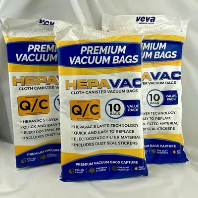 30 Pack Type Q/C 53292 HEPA Vacuum Bags 5055, 50558, 53291, 53292 Model KVBQ-30 - Image 1 of 2