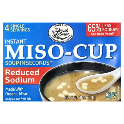 Taza de miso instantánea, reducida en sodio, 4 porciones individuales, 1 oz (29 g) Foto 1 de 2