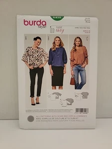 Burda 6458 Bluse mit überschnittenen Schultern, elastischer Saum Option Gr. 8-20 UNGESCHNITTEN - Bild 1 von 2