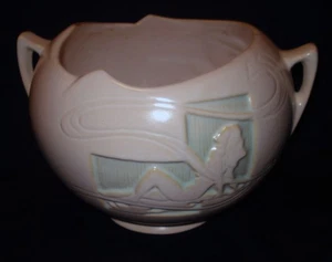 Roseville USA Kunstkeramik 742-6" weiße Silhouette Akt Vase Übertopf Jardiniere - Bild 1 von 4