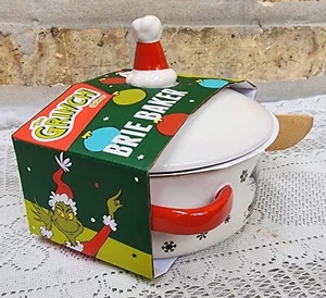 Dr. Seuss Grinch Who Stole Christmas Brie Baker Cheese Ball Dip w Wooden Spoon - Picture 1 of 5