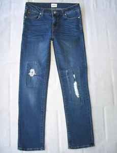 Hudson Little Girls Mid-Waist Straight Jeans Size 16 Blue Distressed+Stretch L26 - Picture 1 of 10