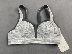 Lululemon Bra 36C Ta Ta Tamer III Sports Gray Space Dye Wicking Support Gym Run - Picture 1 of 11