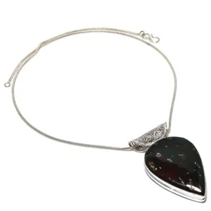 Bloodstone Gemstone Handmade 925 Sterling Silver Jewelry Pendant 2.56" - Picture 1 of 1