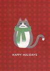 Merry Christmas Warm Wishes Cat Kitten Scarf Greeting Cards - Set of 5