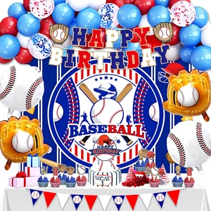 Baseball Birthday Party Decorations, 64 PCS Baseball Birthday Party Supplies Kit - Picture 1 of 12