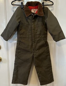 Vintage Key Imperial Coveralls Kids Sz 4 Green Lined Work Snow USA Made *Flaws - Picture 1 of 5