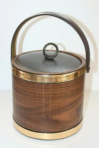 Secchiello ghiaccio bar KRAFTWARE vintage oro e marrone Naugahyde MCM anni 60 - 70 - Foto 1 di 12