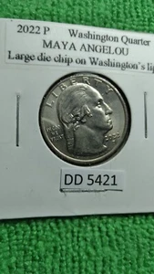 2022 P Washington Quarter ERROR Defective Die - Die Chip on Washington's Lip - Picture 1 of 5