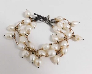 Bracciale Margo Morrison Triplo Filo di Perle Barocche - Foto 1 di 3
