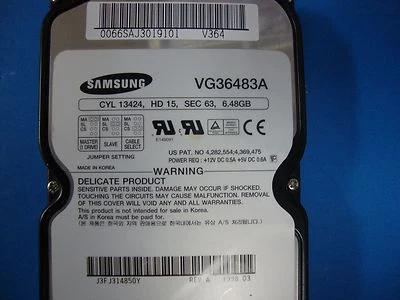 Samsung VG38404A IDE 6.48GB Hard Drive BF68-30488A  v364 Tested  - Image 1 of 4
