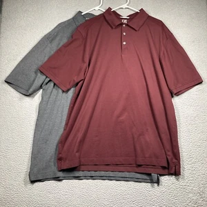 Cutter Buck Polo Shirts Men's 2XT Gray Burgundy Short Sleeve Dry Tec Lot of 2 - Picture 1 of 17