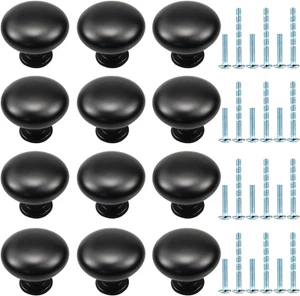 12 Pezzi Pomelli per Mobili, Nero Pomelli per Cassetti, Pomelli Cucina Con 2 Dim - Foto 1 di 7