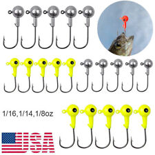 50 pcs Jig Fishing Hooks Saltwater Round Ball Lead Heads Tackle 1/32 oz 1/8 oz