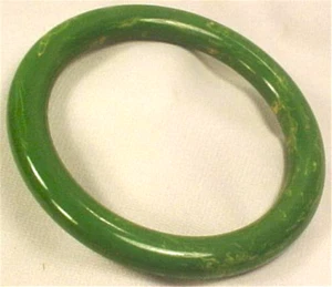Bakelite Bangle Bracelet Spinach Green Gold Marbelized Vintage Retro Nice #6 - Picture 1 of 5
