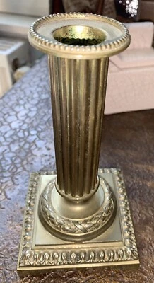 Ancien bougeoir en bronze fût canelé style Empire fin XIXe - Photo 1/4