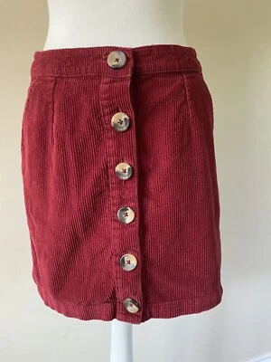Ladies Corduroy Button down skirt size 10 Red — 第 1/3 张图片