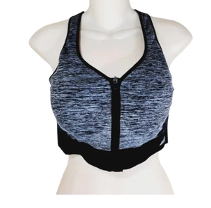 Avia Zip Front Sports Bra XL Gray Heather Lightly Lined - Picture 1 of 5
