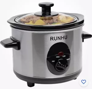RUNHU Slow Cooker, 1.5-Quart Ceramic Pot with Auto Warm and Adjustable Temp - Picture 1 of 6