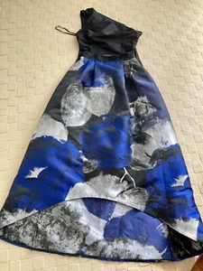 Coast Floral Blue Silver Black Jacquard High Low Skirt UK 10 Formal Wedding - Picture 1 of 12