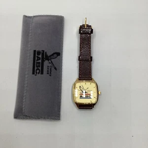 ABC Bowling Century Award Watch Vintage Gold Tone Brown Leather - Picture 1 of 6