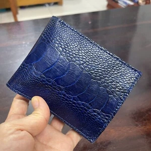 Genuine Ostrich Leather Skin Men's bifold wallet, Handmade Brown  CUSTOM MADE - Picture 1 of 14