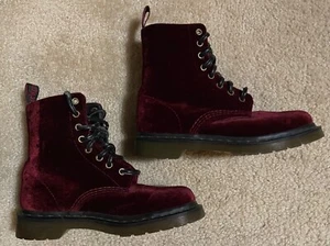 Dr. Martens VELVET Boots Cherry Red ‘Page’ Limited Women’s US 7, Pascal, 1460 - Picture 1 of 15