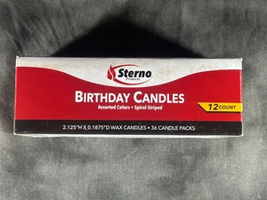 STERNO BIRTHDAY WAX CANDLES MULTICOLORS 12 COUNT 36 CANDLE PACKS NIB - Picture 1 of 3