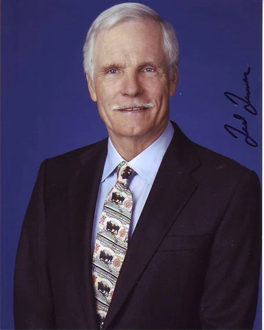 TED TURNER Signed 8x10 Photo w/ Hologram COA Cover