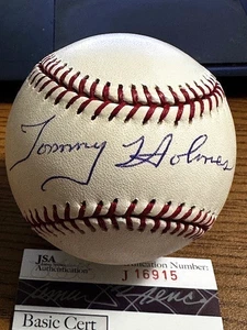 TOMMY HOLMES 4 SIGNED AUTOGRAPHED ONL BASEBALL!  Braves, Dodgers!  JSA! - Picture 1 of 2