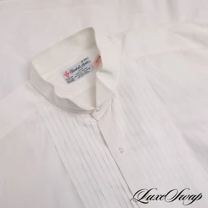 Turnbull & Asser Made England White Pleated Placket French Cuff Tuxedo Shirt 18 - Picture 1 of 5