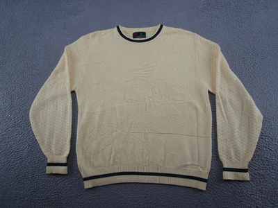 Vintage 90s Isle Of Cotton Textured Knit Ducks Farm Pullover Sweater Size M Read - Image 1 of 4