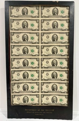 1976 Series $2 Dollar Bills Uncut Sheet -16 -Dept. Of The Treasury Star Notes - Image 1 of 4