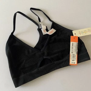 Colsie Bralette Sports Top Small Black Unlined Stretch Ribbed Keyhole Racerback - Bild 1 von 5