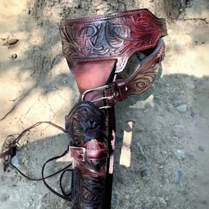 LEATHER HOLSTERS .22 .32 .357 .38 .44 .45 Cartridge Holster Leather Belt Ammo - Picture 1 of 5