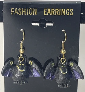 🦇 Halloween Fledermaus Ohrringe - Schwarz & Lila Gothic Baumeln Modeschmuck - Neu - Bild 1 von 16
