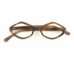 MCM Vintage 60s 70s HIPPY DIAMOND Cateye Eyeglass FRAME Tortoise NOS Unused 46mm - Picture 1 of 4