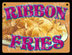 RIBBON FRIES SIGN - Concession Trailer, Stand, Cart 12" x 17" PVC - Picture 1 of 2